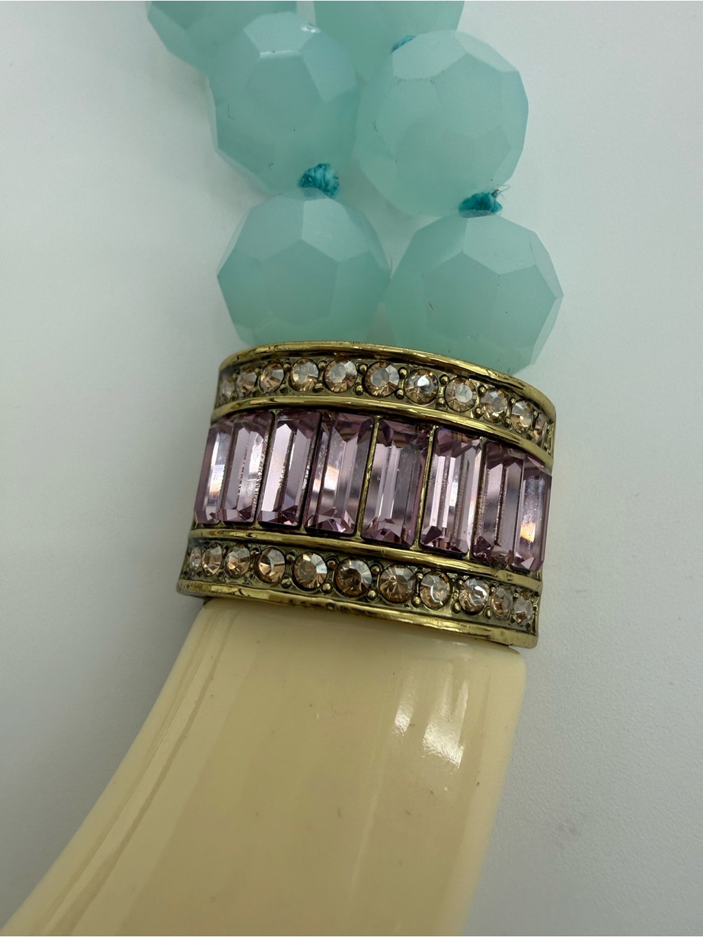 Heidi Daus Aqua Crystal Statement Necklace & Earrings Set Bold Glam Jewelry - Picture 11 of 17